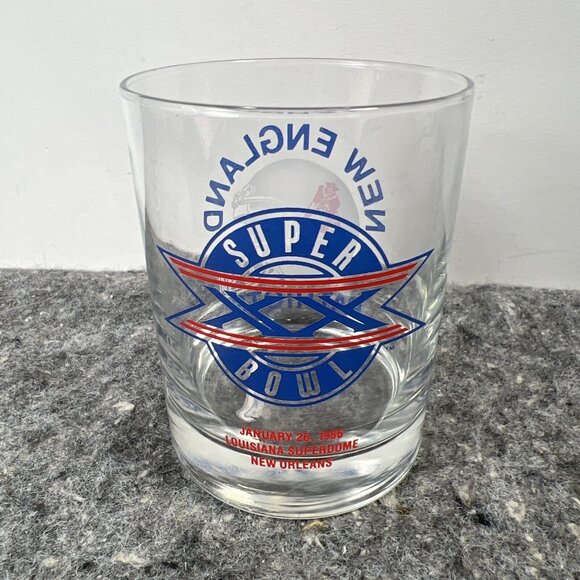 Vintage 1986 New England Patriots Super Bowl XX Champions Glass Tumbler Rocks - Picture 2 of 10